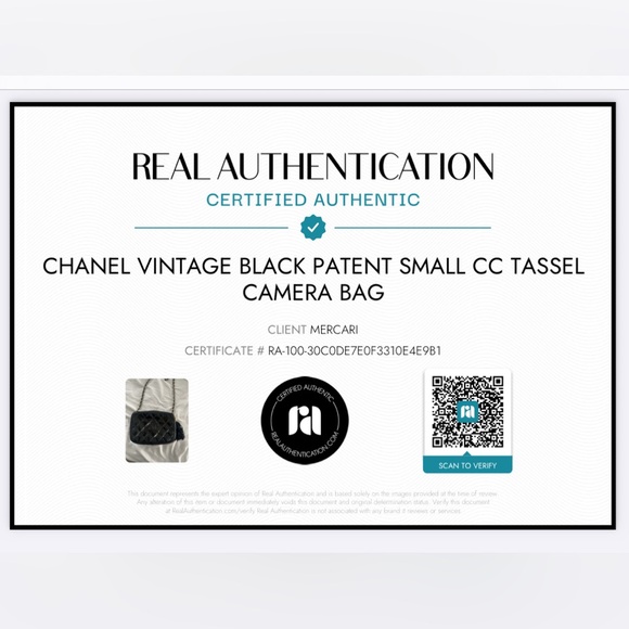 Authentic CHANEL BLACK PATENT SMALL CC TASSEL CAMERA BAG - Picture 13 of 13